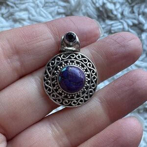 Sterling Turquoise and Amethyst Pendant